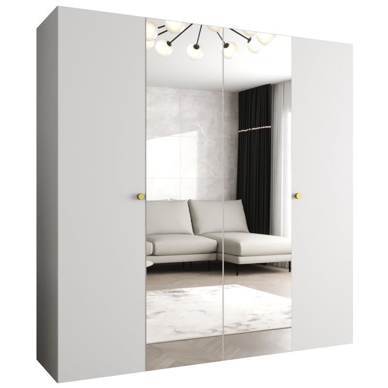 Szafa uchylna otwierana Parma 2 200 x 52 x 202 cm biały + u. złoty Abiks Meble