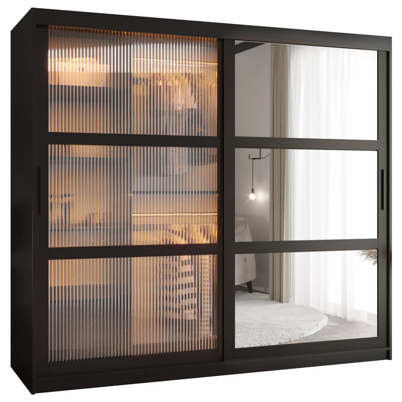 Szafa przesuwna Flutes 2 200 x 62 x 200 czarny