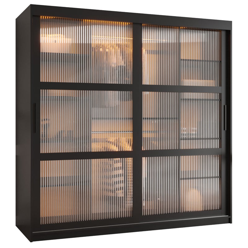 Szafa przesuwna Flutes 180 x 62 x 200 czarny