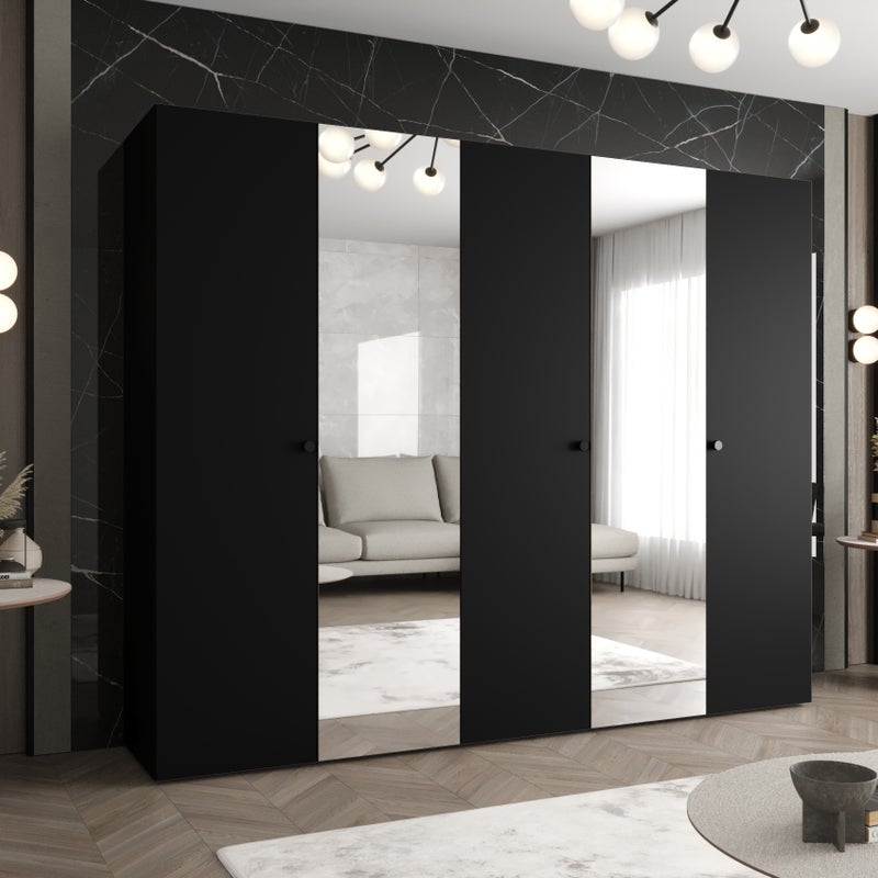 Szafa uchylna otwierana Parma 2 250 x 52 x 202 cm czarny + u. czarny Abiks Meble