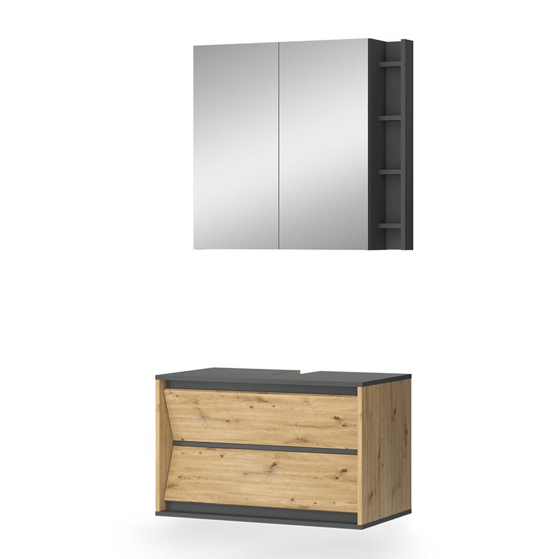 Vicco Zestaw mebli łazienkowych Edelin, Antracyt/Artisan, 2 części