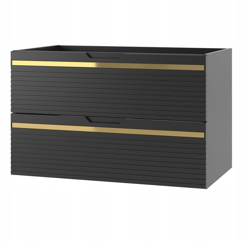 Szafka łazienkowa VESPER 80 cm czarna wisząca frezowany front mat