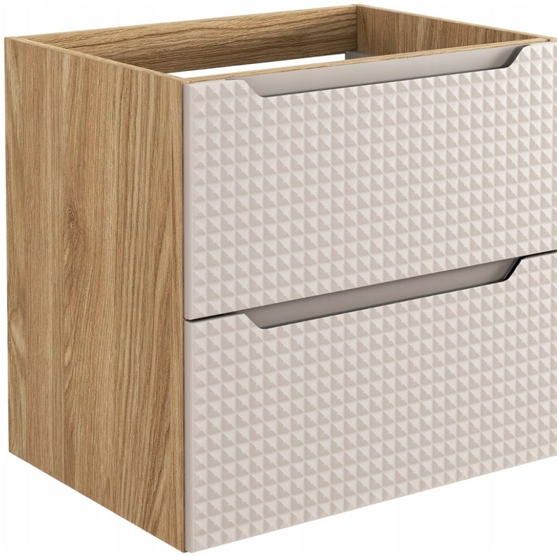 Szafka łazienkowa LUXOR 60 cm beżowa dąb olejowany front 3D MDF z szufladami