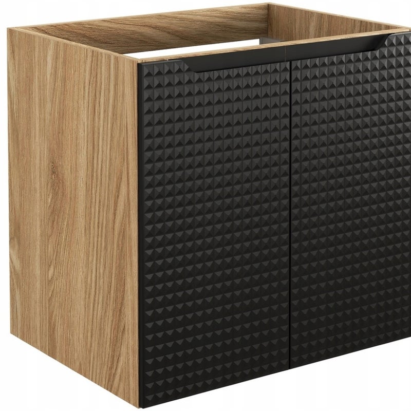 Szafka łazienkowa LUXOR 60 cm czarna dąb olejowany front 3D MDF wisząca