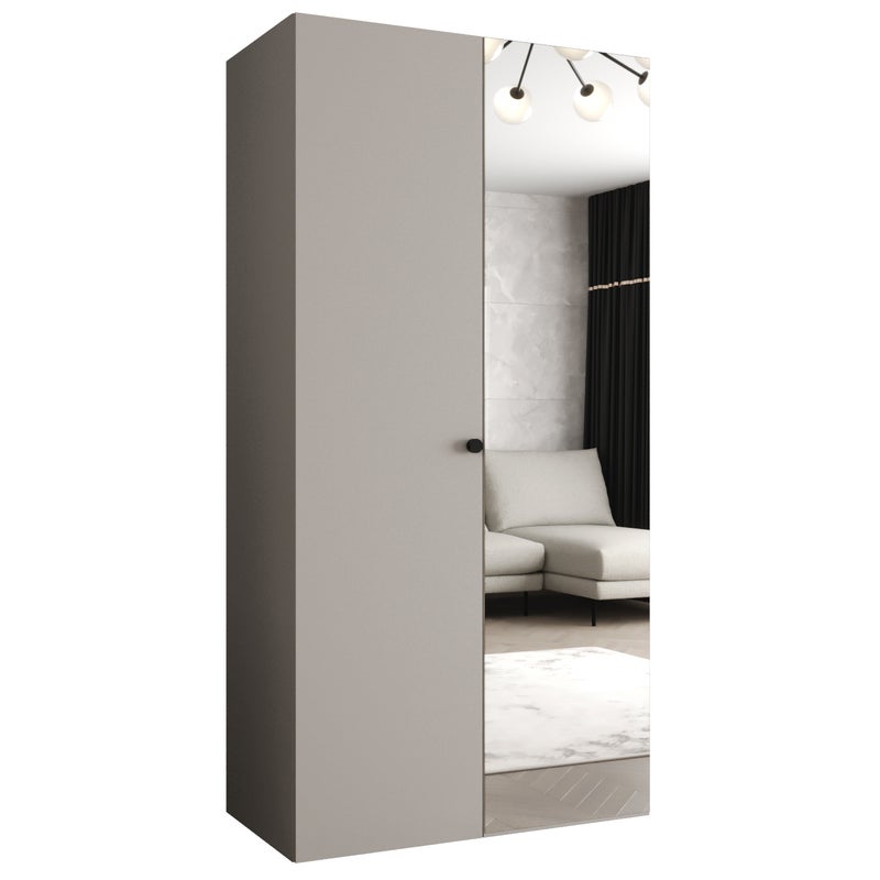 Szafa uchylna otwierana Parma 2 100 x 52 x 202 cm kaszmir + u. czarny Abiks Meble