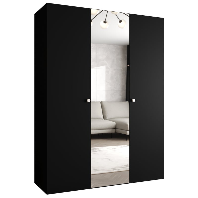 Szafa uchylna otwierana Parma 2 150 x 52 x 202 cm czarny + u. srebrny Abiks Meble