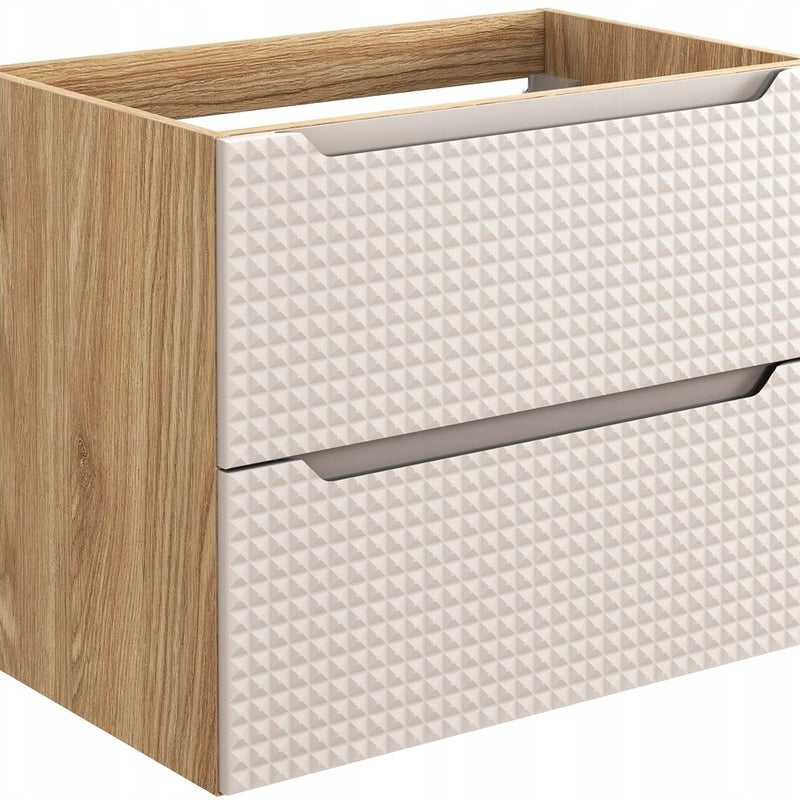 Szafka łazienkowa LUXOR 70 cm beżowa dąb olejowany front 3D MDF z szufladami