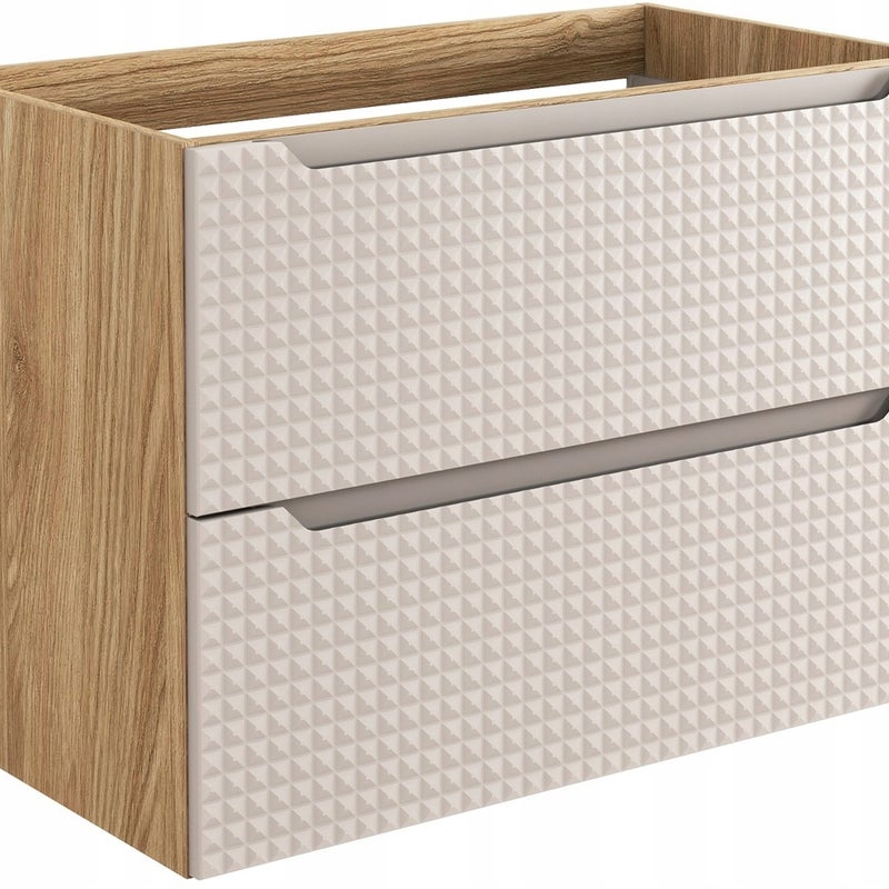 Szafka łazienkowa LUXOR 80 cm beżowa dąb olejowany front 3D MDF z szufladami