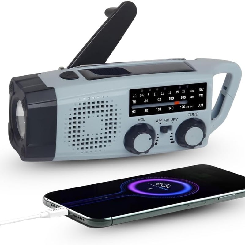 Akumulatorowe przenośne radio na dynamo – radio FM/AM/SW z baterią 2000 mAh Akcesoria kempingowe – lampa na dynamo, lampa akumulatorowa, zestaw surviv