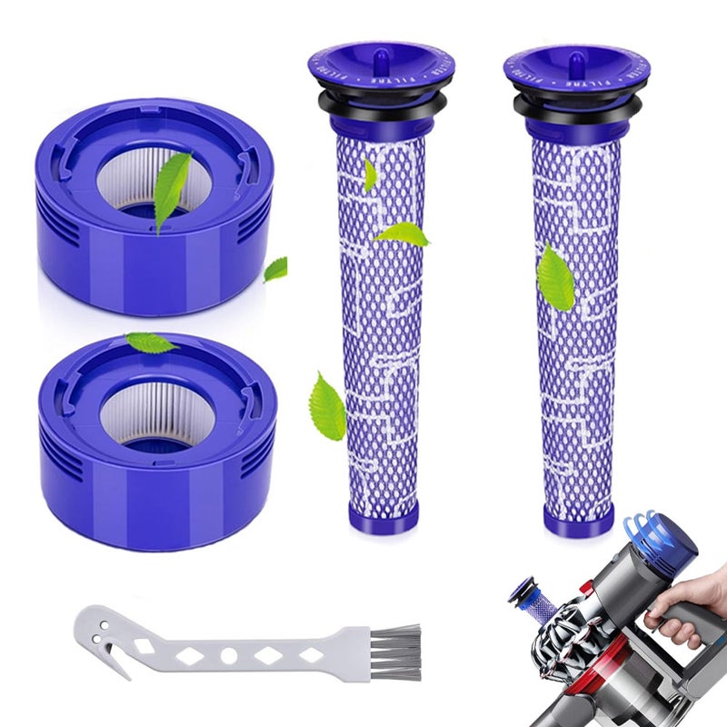 Zestaw filtrów HEPA do odkurzaczy Dyson V7 i V8 96747801 – szczotka czyszcząca – filtr wlotowy + filtr wylotowy – akcesoria zamienne