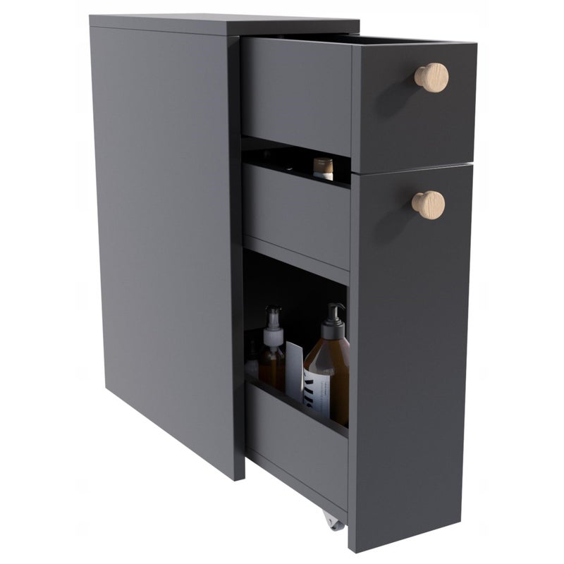 Szafka kuchenna łazienkowa FRODO czarna stojąca wąska wnękowa 61,8x21x45cm