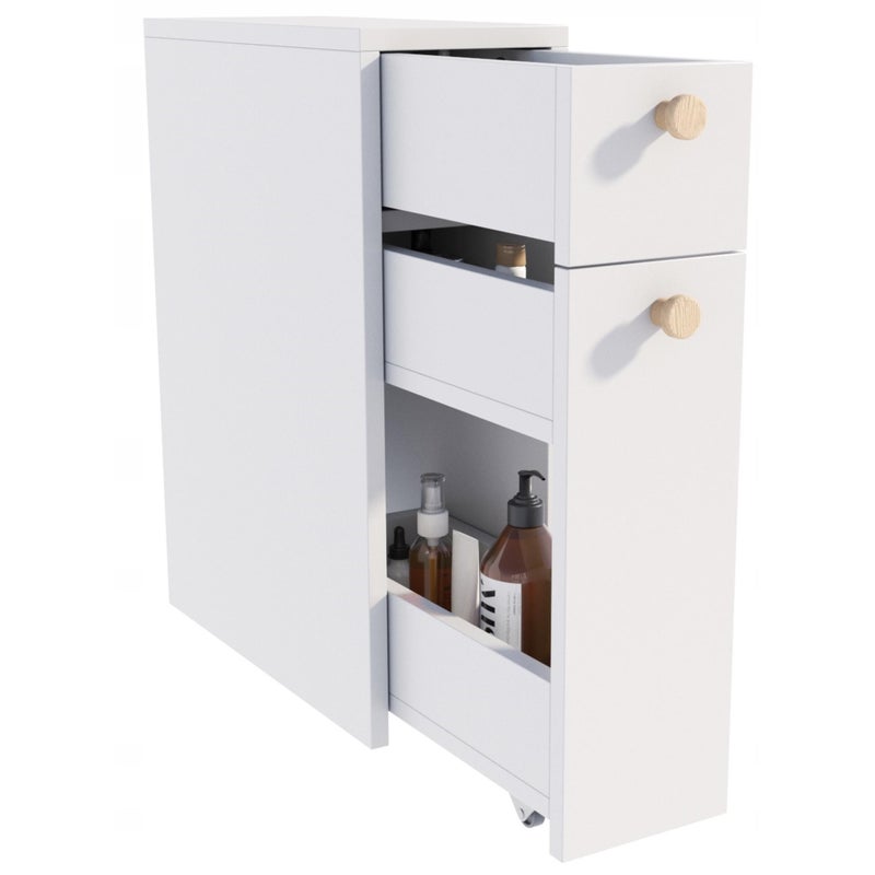 Szafka kuchenna łazienkowa FRODO biała stojąca wąska wnękowa 61,8x21x45cm