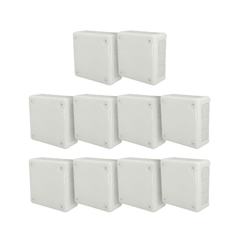 Puszka natynkowa hermetyczna 98x98x42mm 12-wlotowa, z dławikami gumowymi, IP55 zamknięcie 