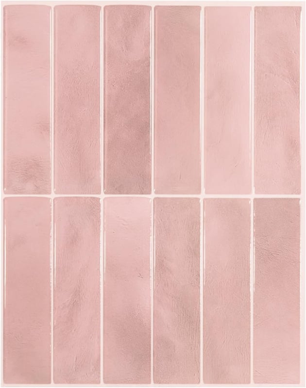 Naklejki ścienne 3D z żywicy epoksydowej, różowe, 22,9 x 29 cm, 5 arkuszy, samoprzylepne naklejki poliuretanowe do płytek kuchennych i łazienkowych.