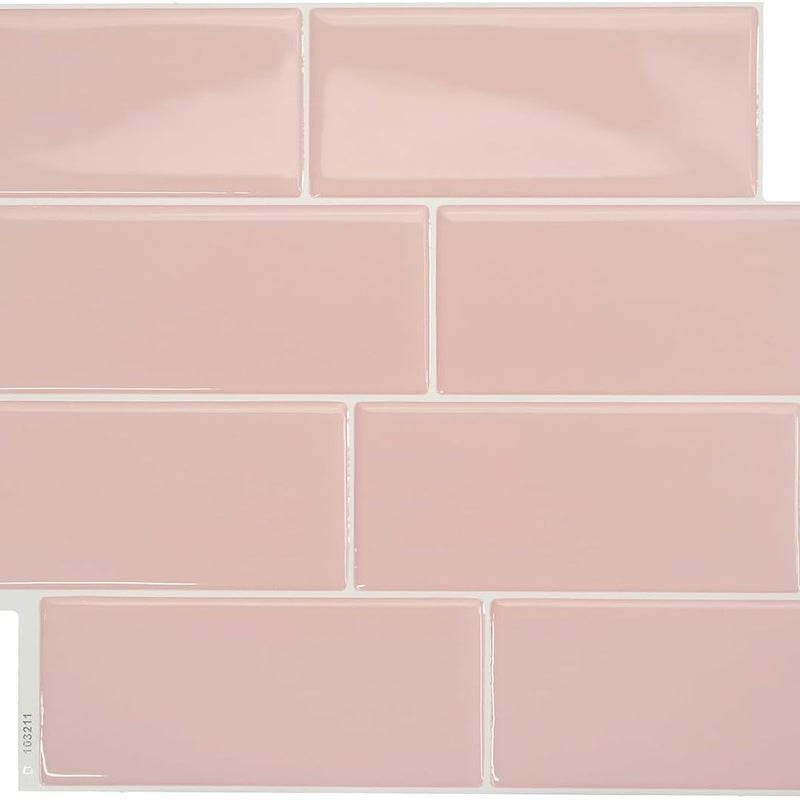 Naklejka ścienna imitująca różową płytkę ceramiczną, 29,4 x 21,4 cm, 1 arkusz, samoprzylepna naklejka ścienna z krystalicznej żywicy epoksydowej PU.