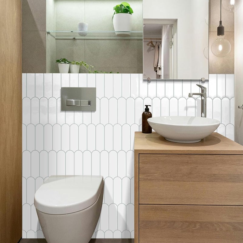 Naklejka ścienna 3D, biała, 30,5*30,5 cm, jednostronna, samoprzylepna, gruba, dekoracyjna naklejka imitująca płytki ceramiczne do kuchni i łazienki.