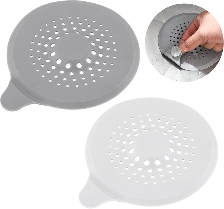 2-częściowy silikonowy łapacz włosów - filtr odpływowy - sitko do zlewu z przyssawką i pokrywką odpływu - do zlewów, wanien, pryszniców