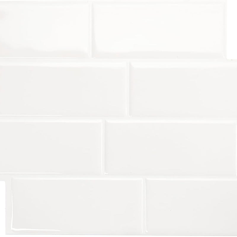 Naklejka ścienna imitująca płytki ceramiczne, biała, 29,4 x 21,4 cm, 1 arkusz, samoprzylepna naklejka ścienna z krystalicznej żywicy epoksydowej PU.