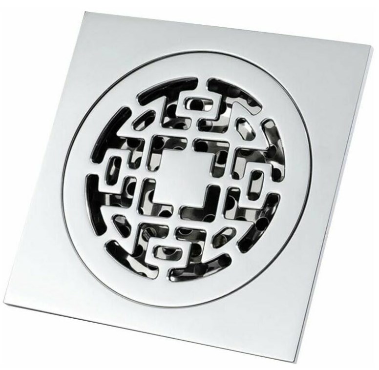 Kwadratowy odpływ prysznicowy, łapacz włosów - 10 x 10 cm, prysznic miedziany, antyzapachowy, pułapka na włosy, duża kratka odpływowa