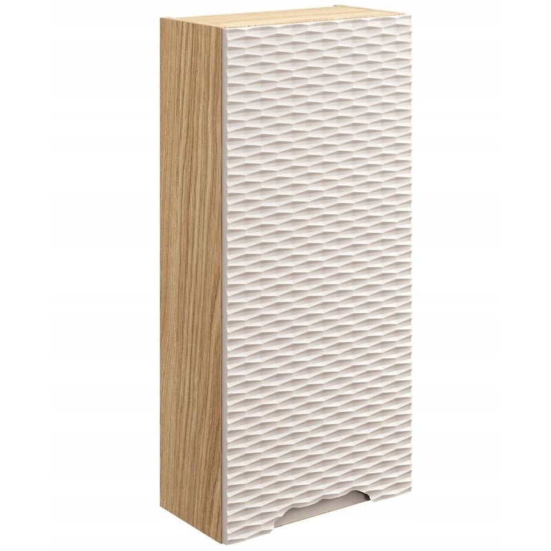 Szafka łazienkowa OCEAN 35 cm beżowa dąb olejowany front 3D MDF wisząca mały słupek