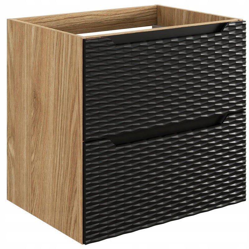 Szafka łazienkowa OCEAN 60 cm czarna dąb olejowany front 3D MDF wisząca