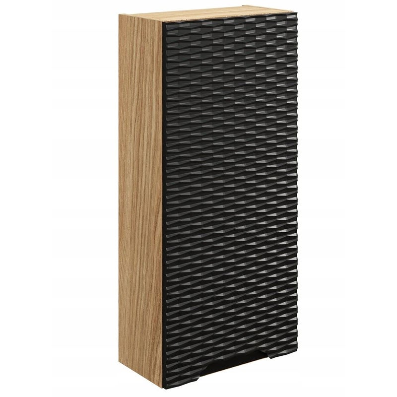 Szafka łazienkowa OCEAN 35 cm czarna dąb olejowany front 3D MDF wisząca