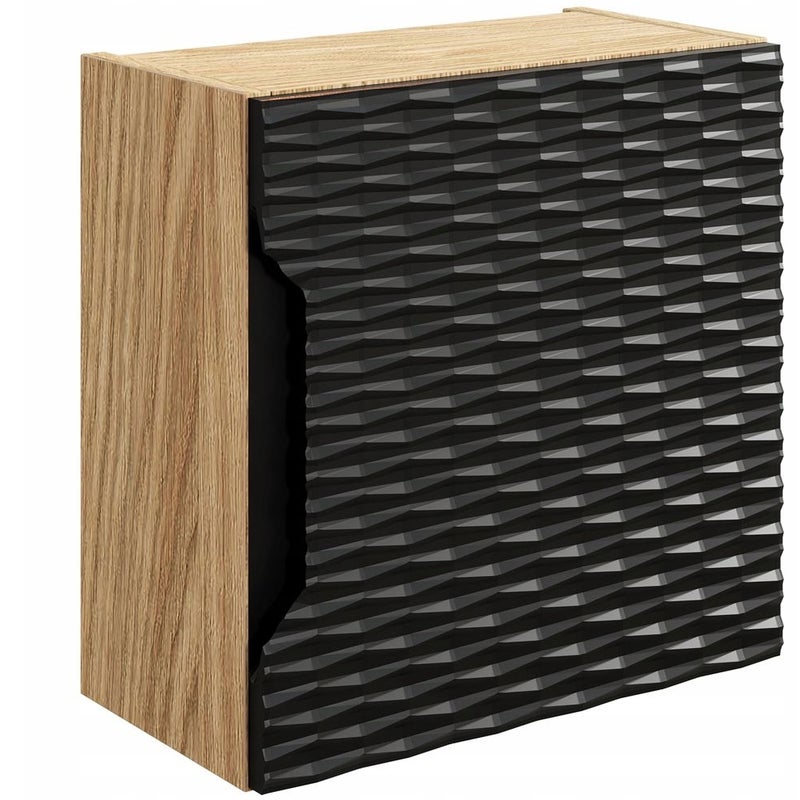Szafka łazienkowa OCEAN 35 cm czarna dąb olejowany front 3D MDF wisząca kwadratowa