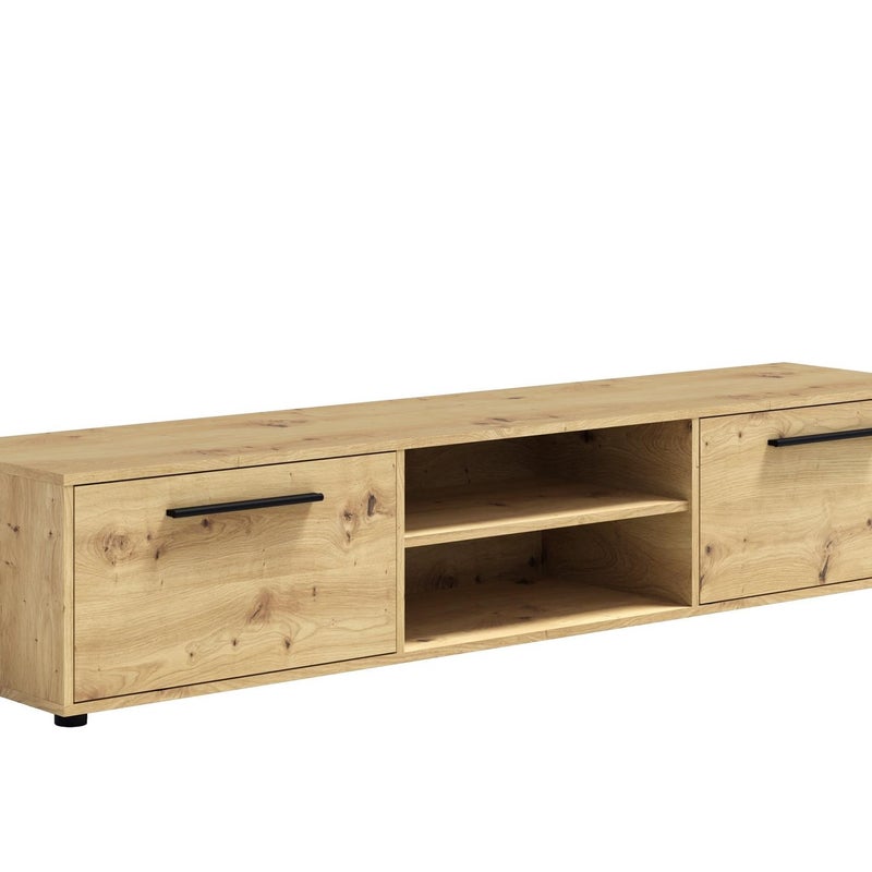 Stylowa Szeroka Dwudrzwiowa Szafka RTV MAXIVO Dąb Artisan do Salonu – 190 cm