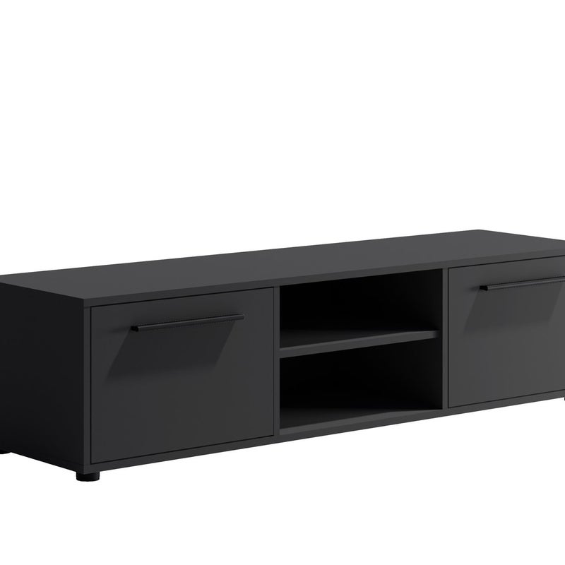 Nowoczesna Czarna Szafka RTV MAXIVO z 1 Półką do Salonu – Minimalistyczny Design