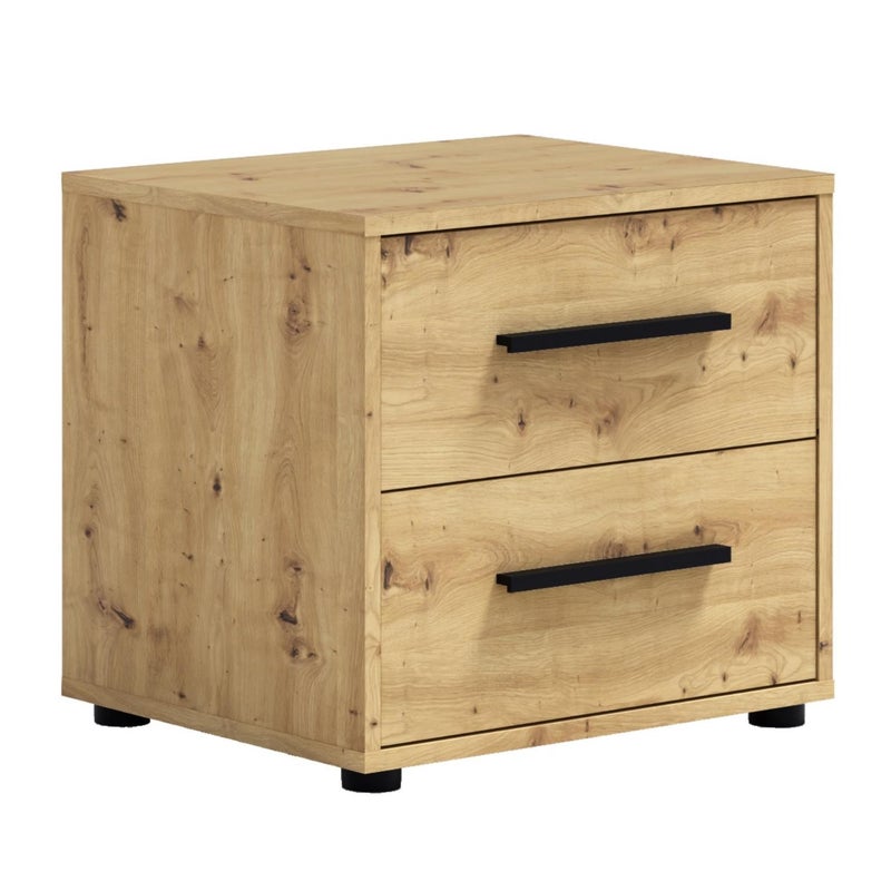 Elegancka Szafka Nocna MAXIVO Dąb Artisan z 2 Szufladami i Stylowymi Uchwytami