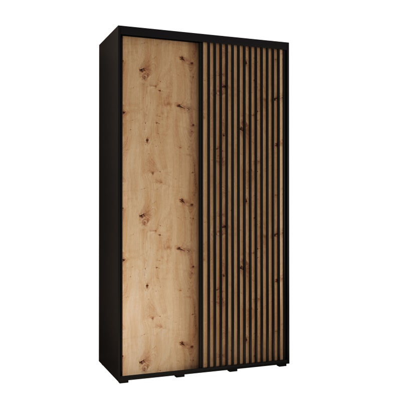 Szafa przesuwna wysoka Lanko 1 130 x 45 x 235,2 cm czarny + artisan + lamele czarny - Abiks Meble