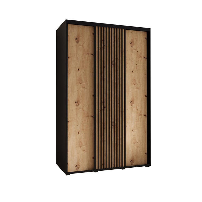 Szafa przesuwna wysoka Lanko 1 150 x 45 x 235,2 cm czarny + artisan + lamele czarny - Abiks Meble
