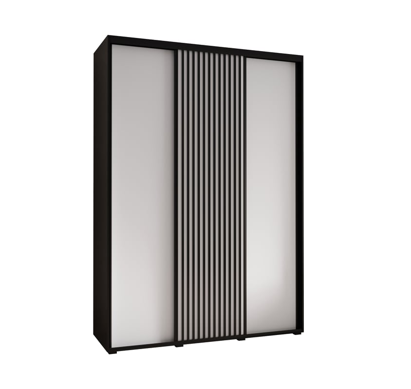 Szafa przesuwna wysoka Lanko 1 170 x 60 x 235,2 cm czarny + biały + lamele czarny - Abiks Meble
