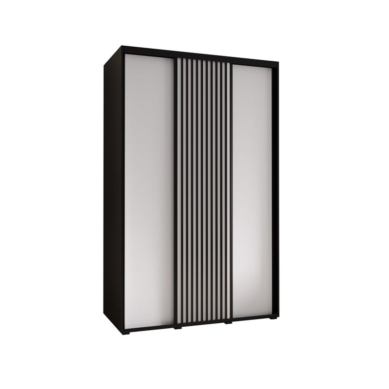 Szafa przesuwna wysoka Lanko 1 160 x 60 x 235,2 cm czarny + biały + lamele czarny - Abiks Meble