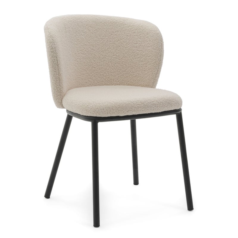 Krzesło tapicerowane do salonu jadalni boucle teddy BARI ecru jasnobeżowe