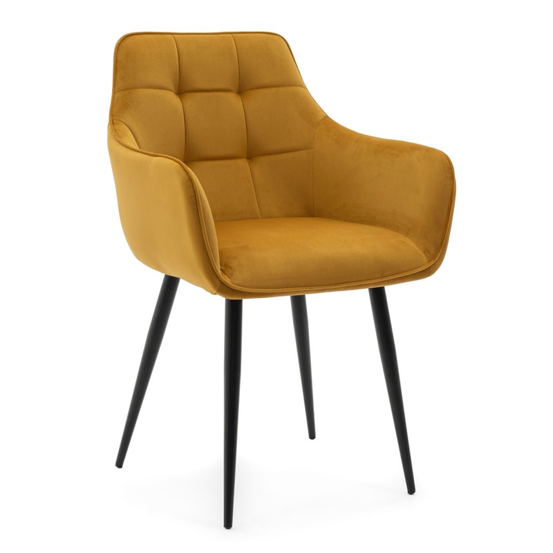 Krzesło tapicerowane welurowe GALLO velvet aksamit musztardowy curry