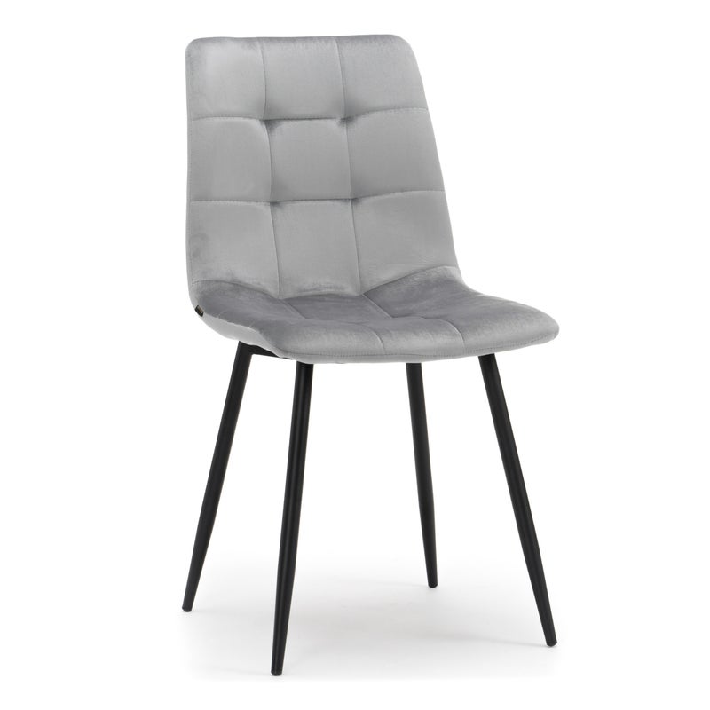 Krzesło tapicerowane pikowane welurowe do salonu PARMA jasnoszare