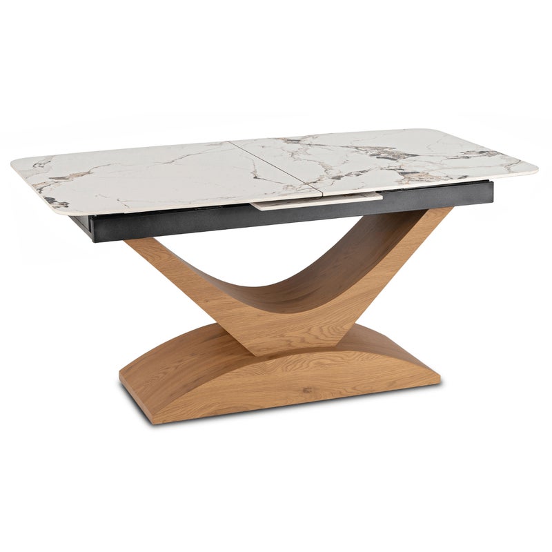 Stół Ceramiczny Rozkładany Spiek Kwarcowy Do Jadalni Biały ALICANTE 160/200