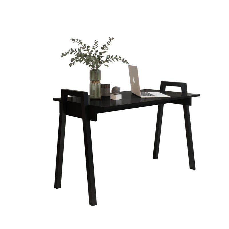 BETTSO Czarne Biurko FRAME - Minimalistyczny Styl Loftowy z Metalowymi Nogami, Wymiary 120x68 cm