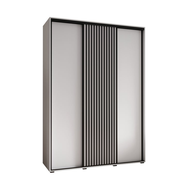 Szafa przesuwna wysoka Lanko 1 170 x 45 x 235,2 cm biały + biały + lamele czarny - Abiks Meble