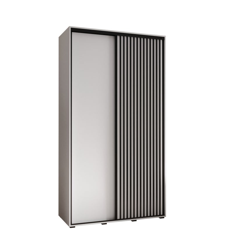 Szafa przesuwna wysoka Lanko 1 140 x 45 x 235,2 cm biały + biały + lamele czarny - Abiks Meble