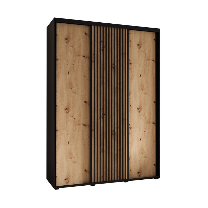 Szafa przesuwna wysoka Lanko 1 180 x 45 x 235,2 cm czarny + artisan + lamele czarny - Abiks Meble