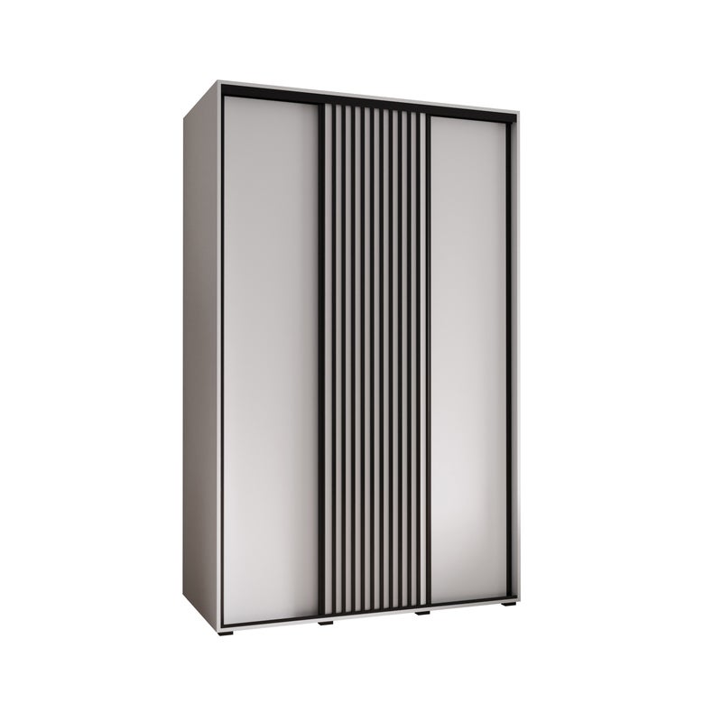 Szafa przesuwna wysoka Lanko 1 160 x 60 x 235,2 cm biały + biały + lamele czarny - Abiks Meble