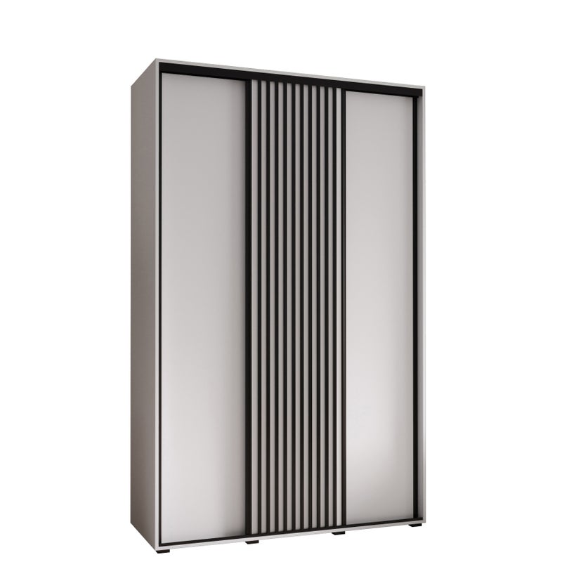 Szafa przesuwna wysoka Lanko 1 160 x 45 x 235,2 cm biały + biały + lamele czarny - Abiks Meble