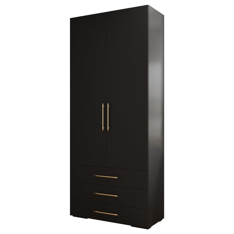 Szafa uchylna z szufladami ubraniowa Inova 3 2D3SZ czarny + u. złoty Abiks Meble