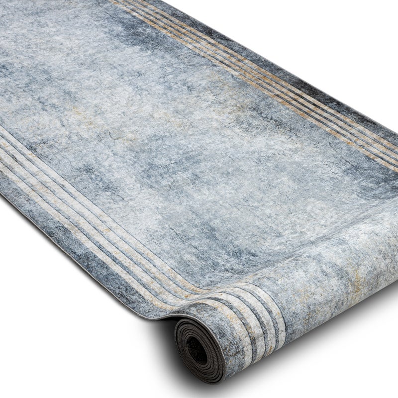 CHODNIK podgumowany DO PRANIA LOTUS FRAMES 29870 Ramka, kamień srebrny / złoty 80cm 80x800 cm