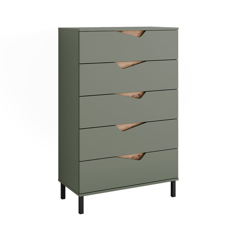 Vicco Kredens Marelle, Zielony/rzemieślniczy, 76 x 120 cm z 5 szufladami