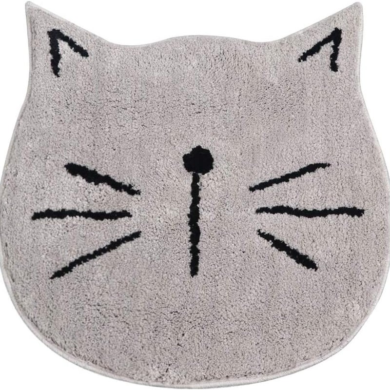 Dywanik łazienkowy z motywem kota z kreskówki, chłonny, antypoślizgowy i miękki, szary, do wejścia do salonu.