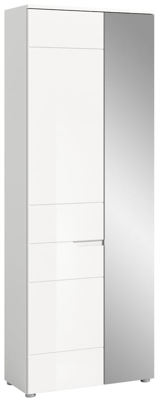 Solero szafa 1 drzwi, 1 lustro drzwi biały połysk, biały.