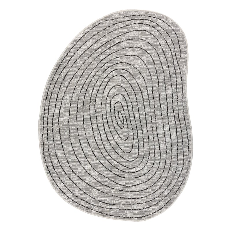 Dywan ORGANIC 2743 sizal Pień, słój drzewa ecru / czarny - naturalny, nowoczesny nieregularny kształt 120x170 cm